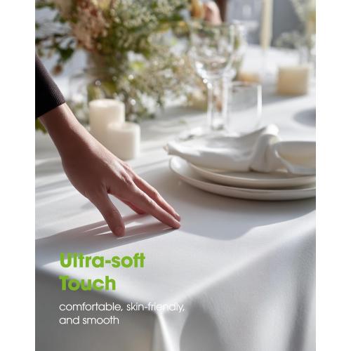 Pureegg Rectangle Table Cloth 60 x 84 – Durable Polyester Tablecloth Offers Reusable & Washable Protection, Ideal for Outdoor Party, Picnic, Wedding, Banquet and Birthday, 1 Pack, White