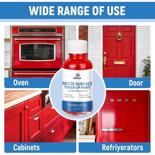 Red Touch Up Paint High-Gloss Apple Red Multi Surface Acrylic Touch Up Paint Pen Scratch Repair for Metal,Wall,Cabinets,Appliances,Wood,Door,Furniture,Enamel 1.5 Fl Oz