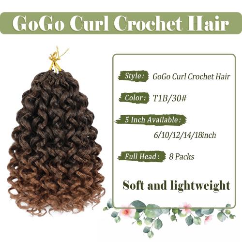 Vomella GoGo Curl Crochet Hair 7 Packs 10 Inch Water Wave Curly Crochet Hair for Black Women Ombre Brown Short Beach Curl Synthetic Deep Twist Crochet Hair Extensions T30