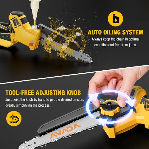 2-IN-1 Cordless 8-Inch Pole Saw & Chainsaw for DeWALT 20V MAX Battery - 1200W Brushless Motor, Total Reach of Max 15.9 FT, Lightweight, 8&6Electric Pole Saws for Tree Trimming Pruning (Tool Only)