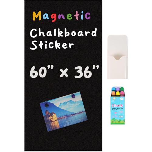 YOUNGJQ Magnetic Chalkboard for Wall 60 x 36 Self Adhesive Blackboard Wallpaper Peel and Stick Wall Decal Roll with Starter Kit for Home School