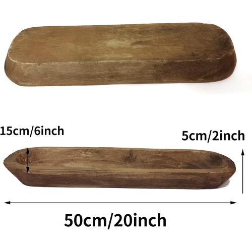 Wooden Dough Bowl Decor, Vintage Wooden Bowl Hand Carved Home Decor for Dining Table Center, Living Room, Kitchen Decor. (20inch brown)