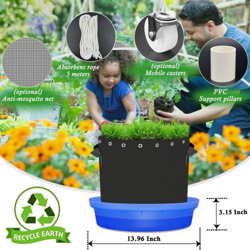 5-Pack Self-Watering Base with Visible Water Level | Keeps Leaves and Flying Insects Out,Maintains Water Quality.black .(without wheels).