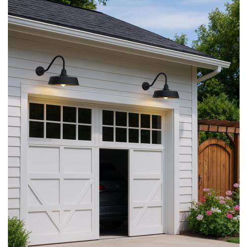 JOESA 15 Large Outdoor Barn Light, Dusk to Dawn Gooseneck Light in Galvanized Steel/Outdoor Fluorocarbon Paint Finish, Ideal for Sign, Farmhouse, Storefront Lighting