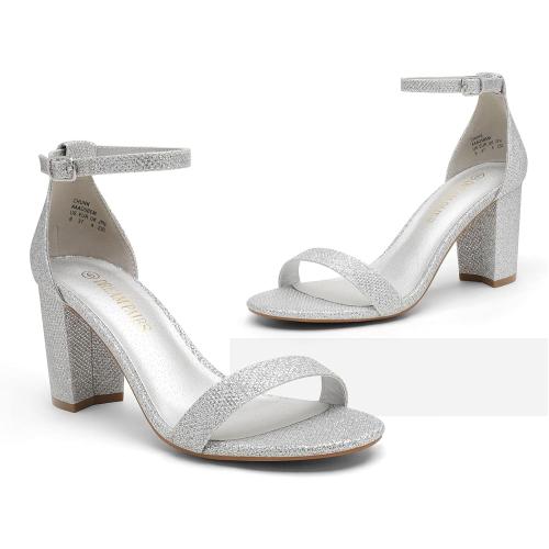 DREAM PAIRS Women's Chunky Block Heel Sandals, Open Toe Ankle Strap Dress Shoes, Comfortable Wedding Guest Heels for Party, Prom and Formal Events