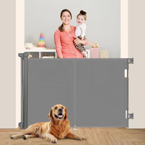 Upgrade 59 Retractable Baby Gates with Reinforced Strip Design to Prevent Crawling Through, 42 Tall Retractable Gate for Baby and Pet, 5 FT Baby Gates for Stairs, Doorways, Hallways