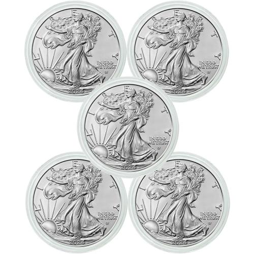 5PCS 2023 U.S. Eagle The United States Statue of Liberty Silver Plated Coin 1 oz Uncirculated Commemorative Coin Silver Eagles 2024