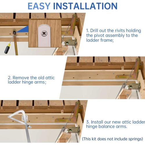 Attic Ladder Hinge Replacement Kit Left & Right,PR315500-RH & PR315500-LH Power Arm Assembly Hinges Compatible with Louisville 250lb, 300lb, 350lb Rated Series Attic Ladder,1 Pair
