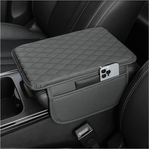 Stacool Upgraded Car Center Console Cover,Microfiber Leather Car Armrest Cover Cushion with 2 Storage Bags,Universal Car Armrest Storage Box (Gray)