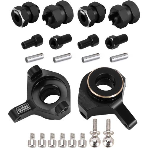 INJORA RC Brass Steering Knuckle and Black Hex Extension kit for Axial Scx24 Upgrades AXI90081 Upgrades Parts 1/24 RC Crawler Car Accessories