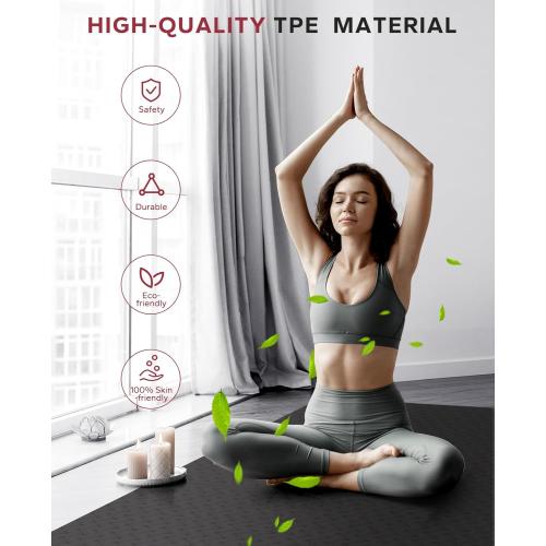 HAPBEAR Large Yoga Mat - 72x36x6mm (1/4 inch), Extra Wide Non-Slip Exercise Mat for Home Workout, Yoga, Pilates & Stretching, Durable & Eco-Friendly, Includes Bonus Resistance Bands & Carry Bag