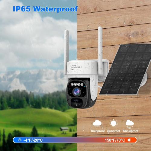 4G LTE Solar Cellular Security Camera, U.S. Local SIM&SD Card Included, No WiFi Needed, 2K Live Video, 360° Full View, Color Night Vision, PIR Motion Sensor, Flashlight&Siren Alerts