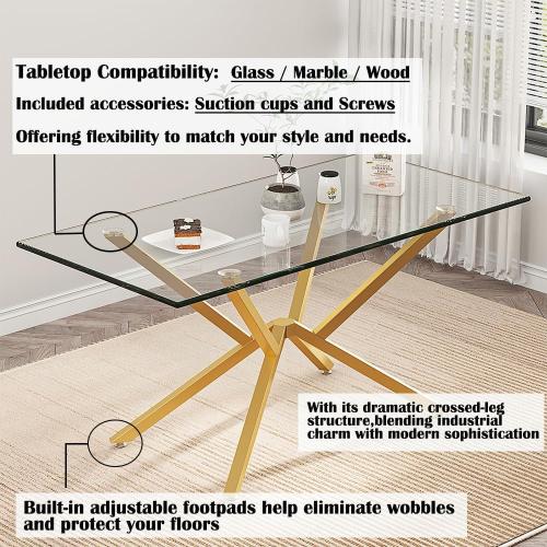 30 Inch Metal Table Base for Dining Room, Heavy Duty Table Legs for Glass, Marble, and Wood Tops, Furniture Legs for Home,Kitchen,Office (Gold)