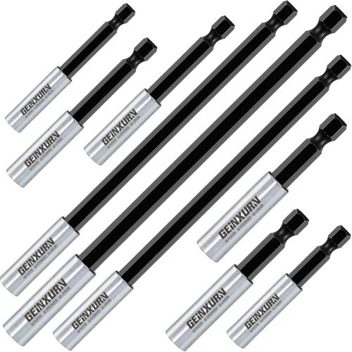 Geinxurn 9Pc Cr-V Screwdriver Bit Holders, Extension Socket Drill Bit Magnetic Holder Hex Shank Quick-Change Drill Bit Guide (2.5”3”6”)