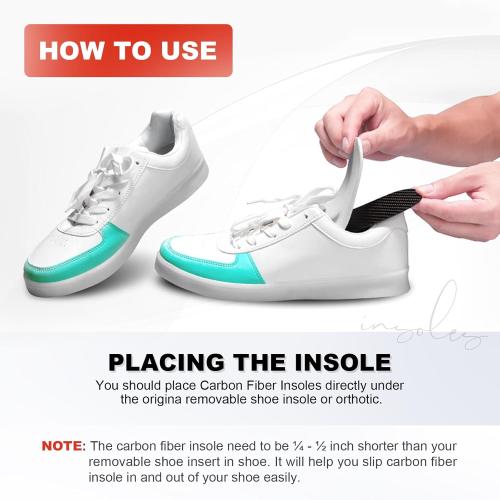 Carbon Fiber Insoles, Carbon Fiber Foot Plate 1 Pair Rigid Shoe Insert Support Turf Toe, Foot Fractures, Morton Extension, Hallux Rigidus and Limitus - Alternative to Post Op Shoe