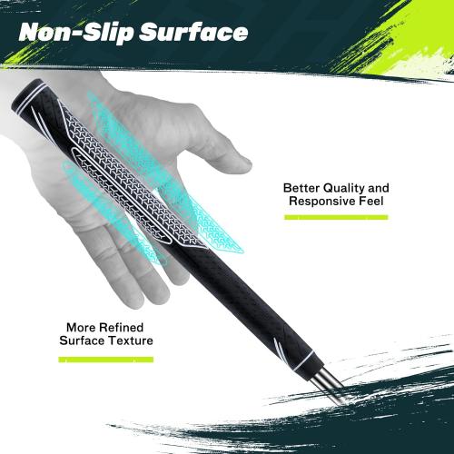 SAPLIZE High-performance Rubber Golf Grips 13 Pack, High Shock Absorption, Non-slip, Choose, Std/Mid/Jumbo, CC10 Series