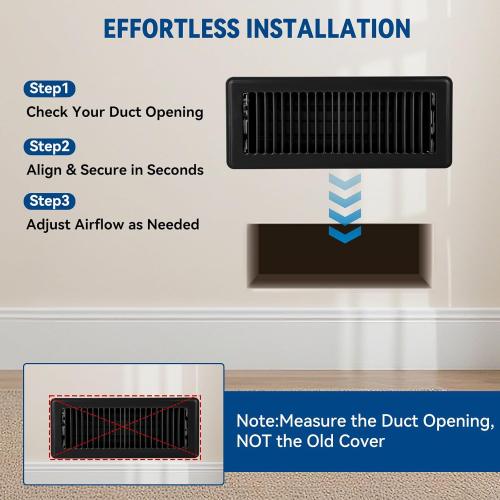 4 x 12 Floor Register Vent Covers 4-Pack, Black