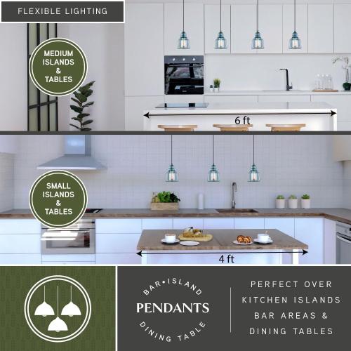 VAXCEL Millie Jar Mini Pendant for Kitchen Island, Farmhouse Ceiling Lighting, Oil Rubbed Bronze Finish, Smoke Blue Glass