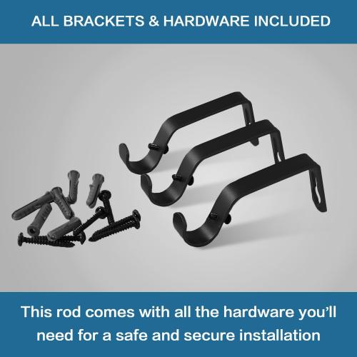 H.VERSAILTEX Window Curtain Rods for Windows 66 to 120 Inches Adjustable Decorative 3/4 Inch Diameter Single Window Curtain Rod Set with Classic Finials, Black