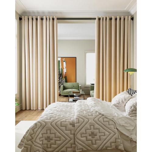 BLACK ALLZONE Tension Curtain Rods 123 to 160 Inch, Black Curtain Rods No Drilling, Extra Long Tension Rod for Room Divider Curtains Rod, Outdoor Tension Rod for Patio/Bedroom/Office,3 Installation Options