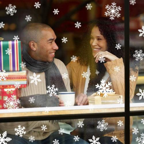 LUDILO 135Pcs Christmas Decorations Window Clings Snowflakes Window Decals | Static Window Stickers for Christmas Window Decorations, Ornaments Xmas Party Supplies, Thanksgiving/Party Décor Idoor