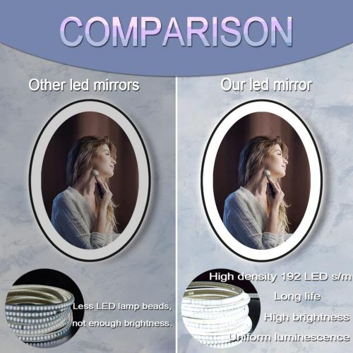 30 x 20 Inch Oval Black Frame LED Vanity Mirror for Bathroom Wall Black Oval Lighted Vanity Mirror Anti Fog LED Bathroom Mirror with Lights 3 Color Dimmable LED Vanity Makeup Smart Mirrors