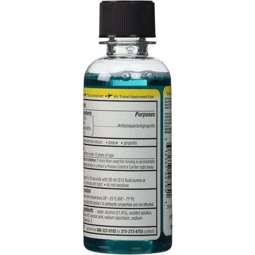 Listerine Cool Mint Antiseptic Mouthwash for Bad Breath, Travel Size 3.2 oz - Pack of 6