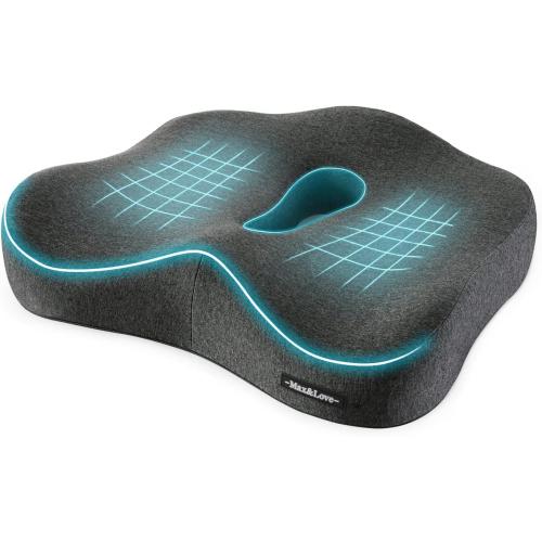Dark grey Memory Foam Seat Chair Cushion for Relieves Back Sciatica Pain Tailbone Pain Coccyx Degenerating Disc Orthopedic Osteoarthritis Prostate Cushion Low Back Pain Cushion Hip Shaping (Dark Gray)