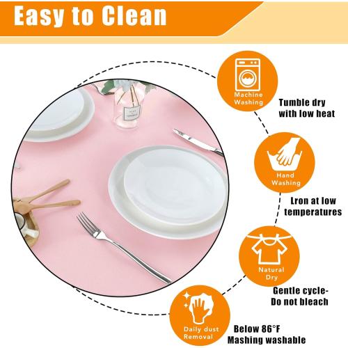 Fitable Pink Round Tablecloth 60 inch, Stain and Wrinkle Resistant Washable Polyester Table Cloth for Dining Buffet Parties and Camping