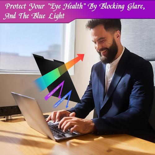 Size 14 inch PYS Magnetic Laptop Privacy Screen 14 Inch (16:9 Aspect) - Anti-Glare Blue Light Filter, Removable Privacy Screen Protector Compatible with HP/Dell/Acer/Lenovo/Samsung/ASUS (12.2x6.9inch/ W x H)