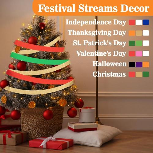 MAQIHAN Party Crepe Paper Streamers - 12 Rolls 984ft Rainbow Crepe Paper Halloween Thanksgiving Christmas Valentine's St. Patrick's July 4th Patriotic Independence Day Wedding Baby Shower Decorations
