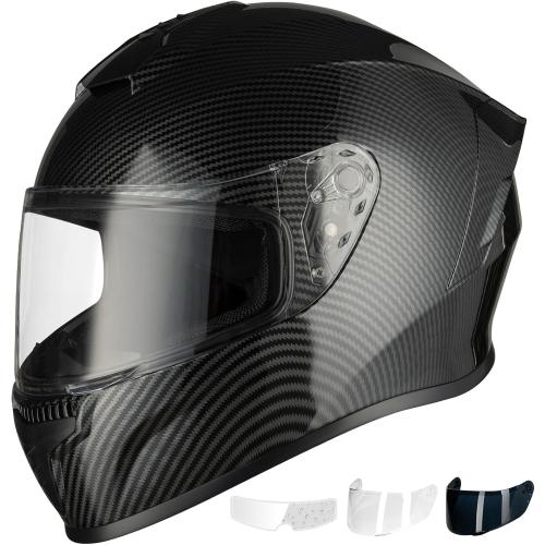 Favoto Full Face Motorcycle Helmet - Dual Visor, Anti-Fog Film Included, DOT Approved Adult Dirt Bike Helmet for Men Women
