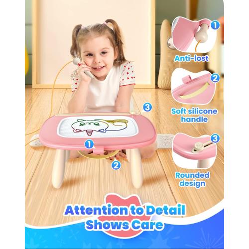 Magnetic Drawing Board, Toddler Girl Toys for 1-3 Year Old, Doodle Board Learning and Educational Kids Toys for 1 2 3 Year Old Baby Birthday GIF- Pink