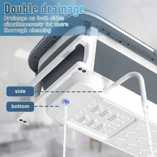 USED NEEDS CLEANING HAS A DENT ELDERFLOWER AND BERRIES 59 inch Foldable Bathtub, Large Collapsible Tub, Freestanding Surround Collapsible Bathtubs, Effortless Folding Bathtub with Massage Board, Thermometer & Thermal Cover, Portable Bathtubs for Adults