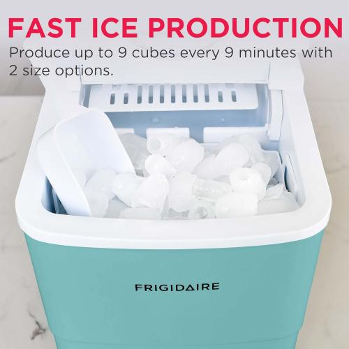 Frigidaire EFIC108-Blue Compact Ice Maker, Counter-top Portable, 26 lb per Day, Blue