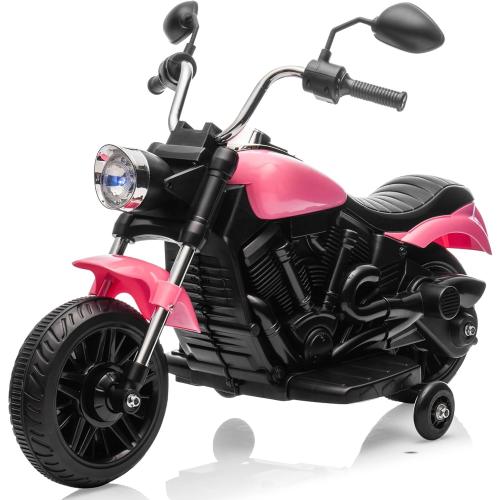 Kids Motorcycle, 12V Battery Powered Electric Motorcycle, 3-Wheel Ride On Motorcycle w/Training Wheels, Reverse, Headlight, Horn, Music, Ride On Toy for Kids Toddler Boys Girls Ages 3-5 Years (Pink