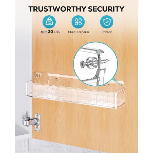 Nieifi Spice Rack Wall Mount, 4 Pack, Clear, Screw or Adhesive Installation, Spice Rack Organizer for Your Kitchen Cabinet or Pantry Door