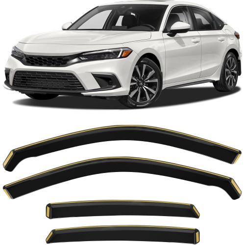 Shatterproof in-Channel Window Rain Guards for Honda Civic Hatchback 2022-2026, Window Deflectors, Window Visors for Car, Vent Deflector, 4pcs