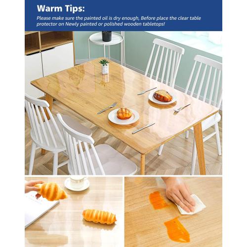 Size 8X48 Inch Clear PVC Table Cover 1.5mm Thick Crystal Table Topper Protector Rectangular Vinyl Plastic Desk Pad Transparent Tablecloth for Side End Table Night Stand Dresser