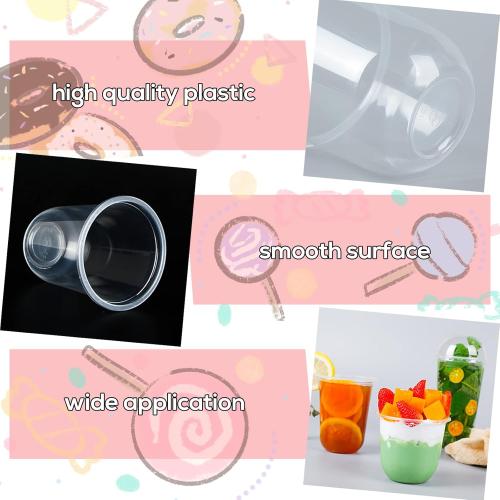 50 Pack 12OZ Clear Plastic Cups with Dome Lids and Sporks No Hole Disposable Fruit Cups for Dessert,Cupcake,Parfait,Pudding,Iced Cold Drinks,Snacks,Fruits,Bakeries,Ice Cream