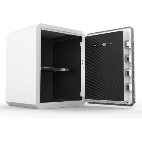 Family Fingerprint Password Safe Box with Key,Cabinets for Home Offcie,Security Box,Document safe,Lock box,Case Box, 2.1Cubic feet White