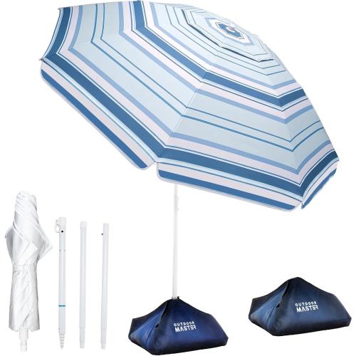 OutdoorMaster 7.2ft Beach Umbrellas for Sand with Sandbag & Anchor | 7.2ft Adjustable Umbrella for Beach, Wind Resistant, Portable UPF50  Sunshade with Carry Bag for Patio