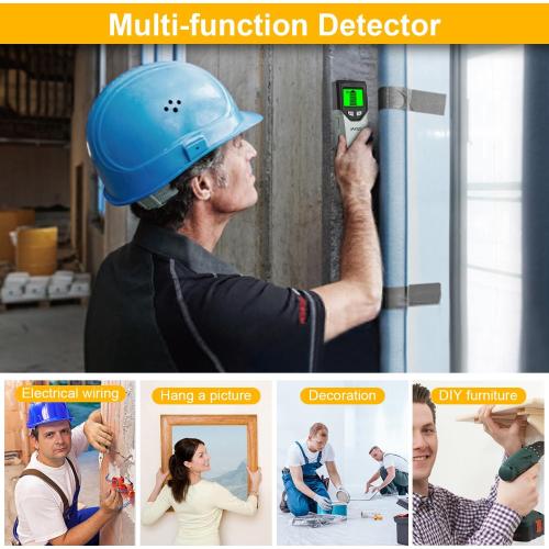 Black and Silver Stud Finder Wall Scanner - 5 in 1 Stud Finder Tool w/Microprocessor Chip and HD LCD Display, Stud Detector Beam Finders for Center & Edge of Wood AC Wire Metal Studs Joist Pipe