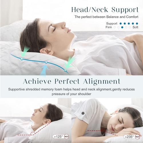 Phantoscope Memory Foam Pillows for Sleeping, Shredded Memory Foam Cooling Pillows- Adjustable Bed Pillows for Hot Sleepers, Firm Pillow for Neck Shoulder Pain,