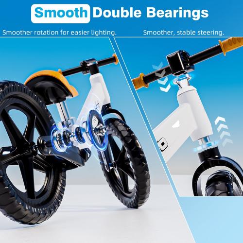Ridego 12 or 14 Inch Balance Bike for Kids 3-7 Year Old,Lightweight Kids Bike with Adjustable Seat, Push Bicycle with Air Rubber Tires，Ride-on Toys Birthday Gift
