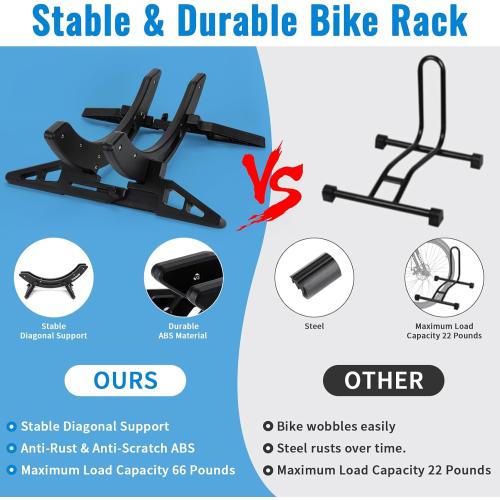 WILDKEN Bike Stand, Bike Stand Floor for Home/Garage Adjustable Bicycle Stand Bike Parking Rack Fit Road, Mountain, MTB, BMX, E-bike, Scooter, Fat Tire Bikes (Black)