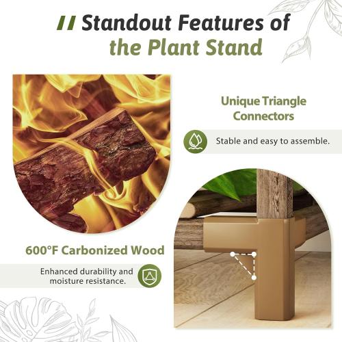 GENTINGBRO Plant Stand Indoor Outdoor 62.2“ Tall Plant Shelf Large Tiered Flower Stands for Multiple Display Wood Hanging Planter Holder for Living Room Garden Balcony Patio Decor