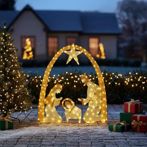 Lighted Outdoor Nativity Scene- Christmas Holy Family Yard Decoration, Large Christmas Holy Family Set for Yard Lawn Garden Outside Decor and Home Holiday Party