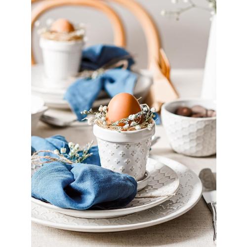 Size 4 inch set of 4 Color White LE TAUCI Ceramic Succulent Pots, 4 Inch Small Plant Pot for Indoor Plant Cactus, Embossed Flower Pots with Drainage Hole & Saucer - Set of 4, Arctic White