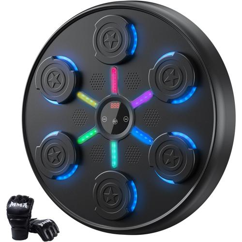 2025 New Music Boxing Machine with Boxing Gloves, Wall-Mounted, Upgraded Large Smart Bluetooth Music Boxing Target Workout Equipment for Home, Suitable for Kids and Adults（19.28''x19.28''x2.17''）